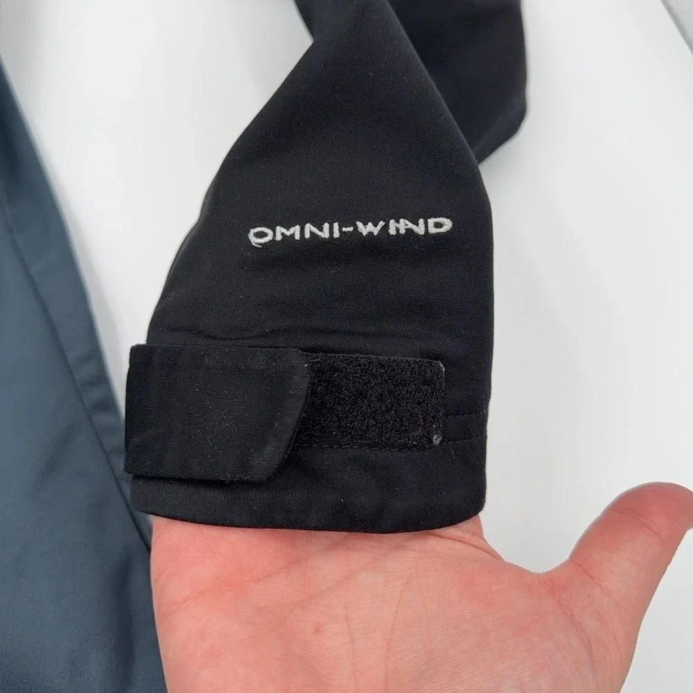 Columbia Softshell Jacket‎ M Omni-Wind Block Full Zip Outdoor Hiking Black Blue